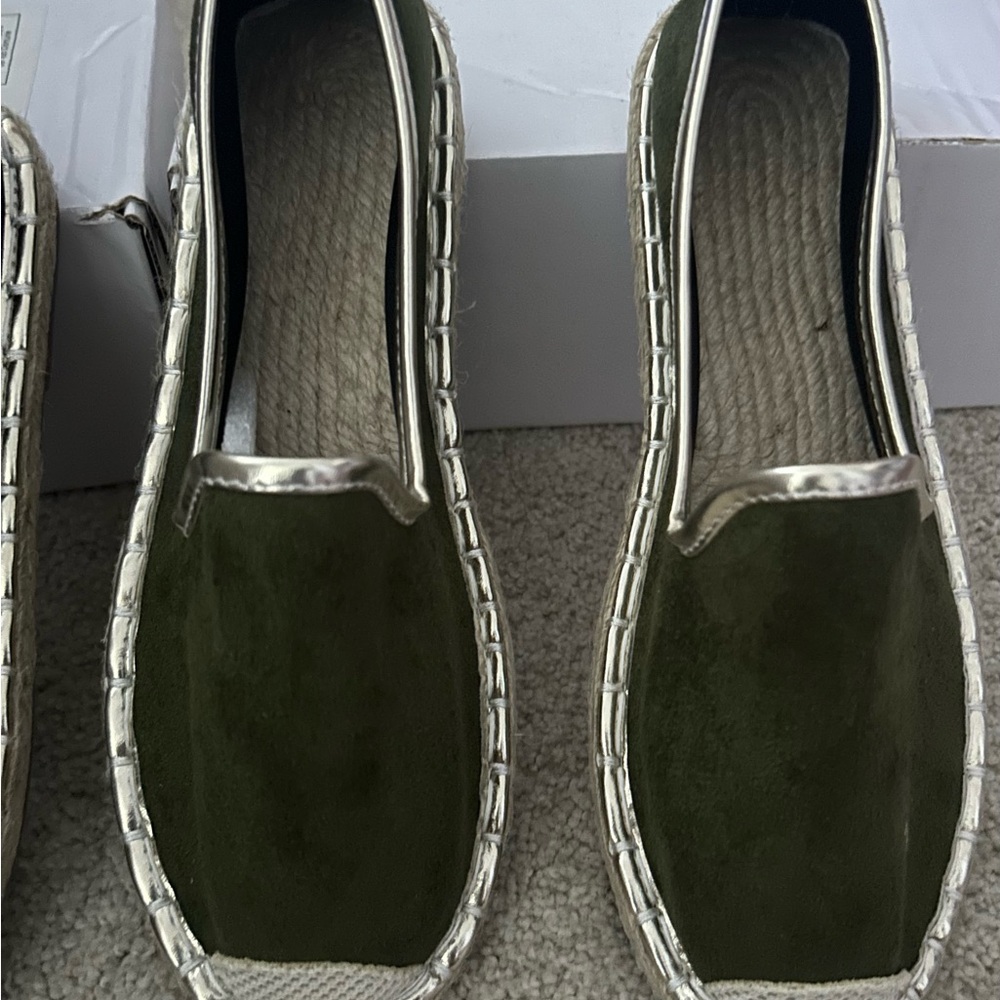 Green and Silver Slip-On Loafers